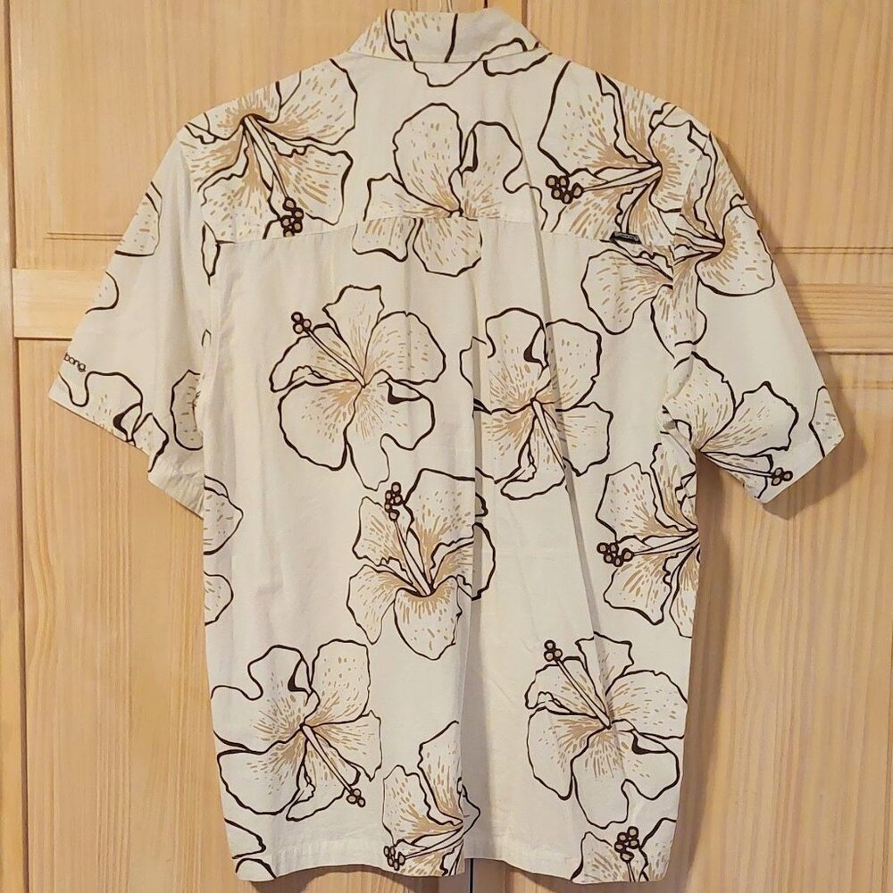 [VTG] 90's Billabong Cream/Brown Floral Hawaiian Button-down Camp Shirt Size: M - Picture 5 of 5